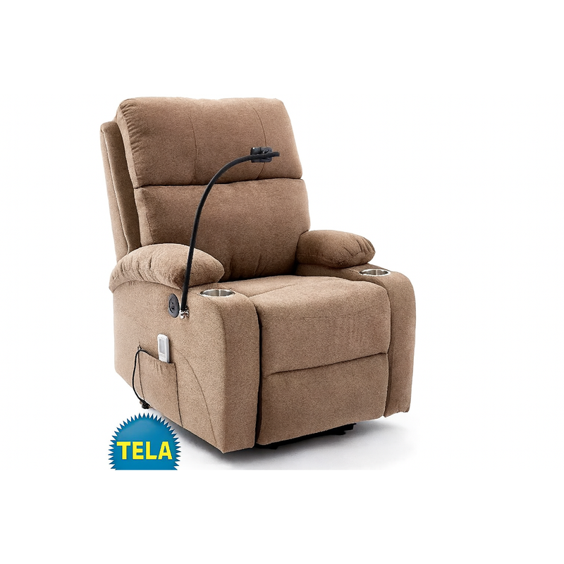 Brown Fabric Lift Recliner with Massage Function