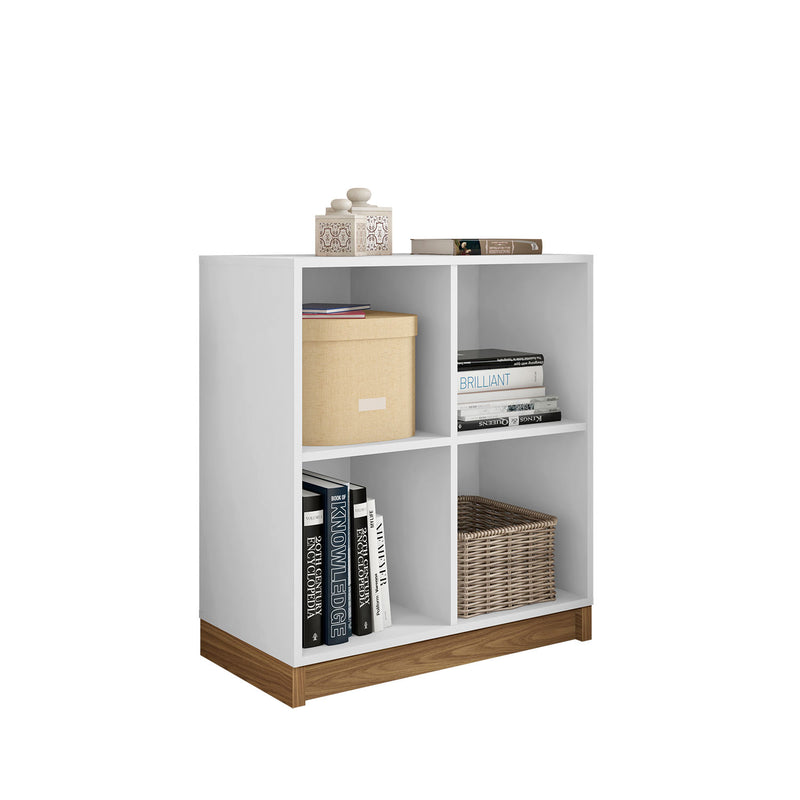 Cubic Open Low Cabinet - White/Honey