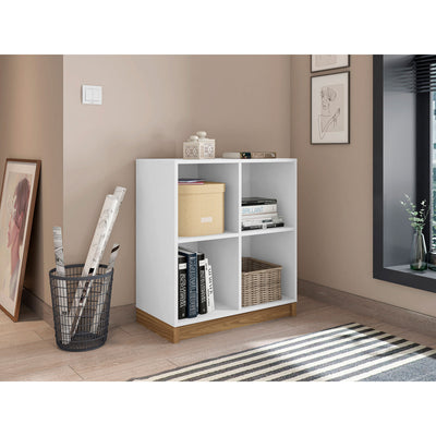 Cubic Open Low Cabinet - White/Honey
