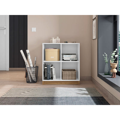 Cubic Open Low Cabinet - White/Honey