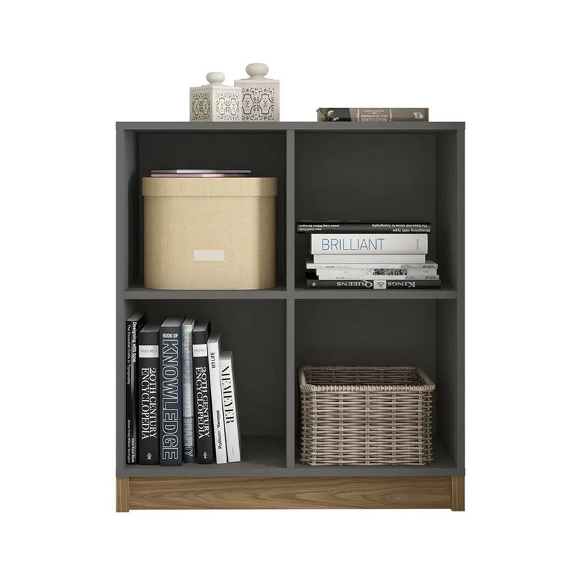 Cubic Open Low Cabinet - Dark Grey/Honey