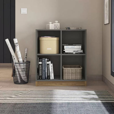 Cubic Open Low Cabinet - Dark Grey/Honey
