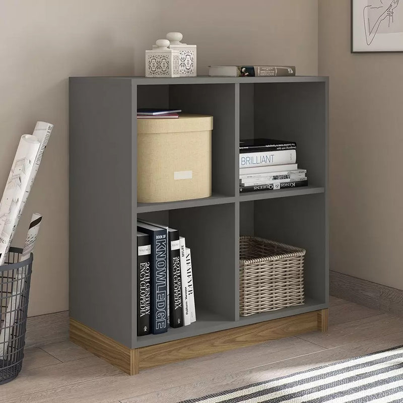 Cubic Open Low Cabinet - Dark Grey/Honey