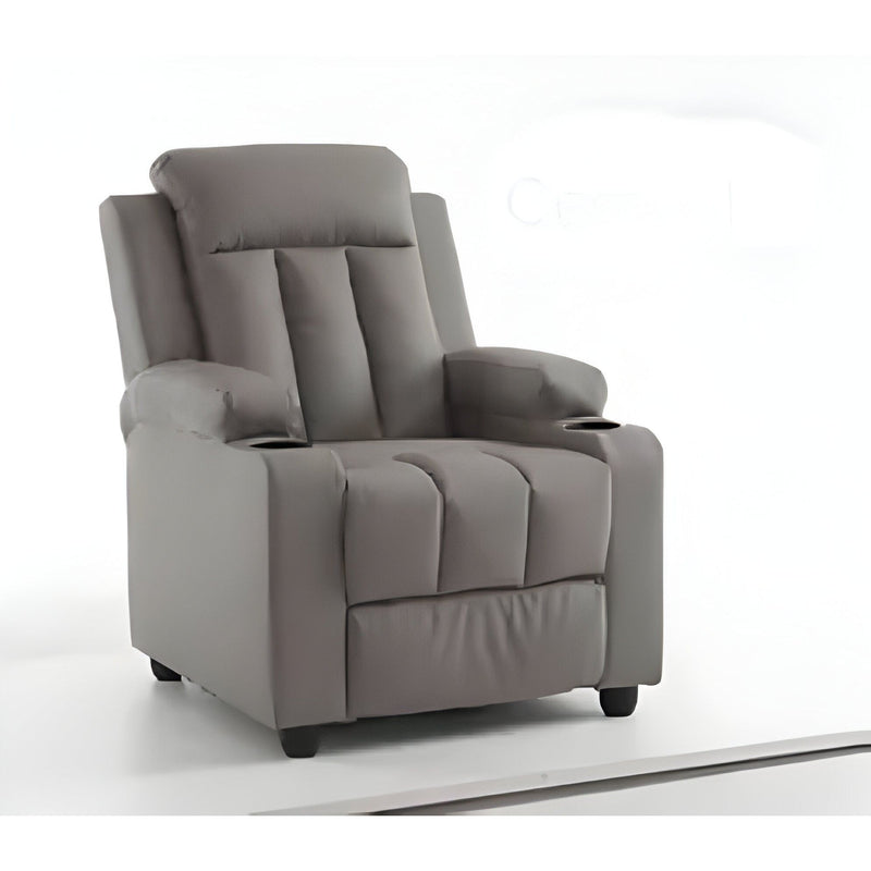 Modern Push-Back Recliner – Cement (PVC Upholstery)