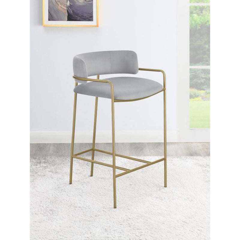 Comstock Upholstered Low Back Stool Grey And Gold