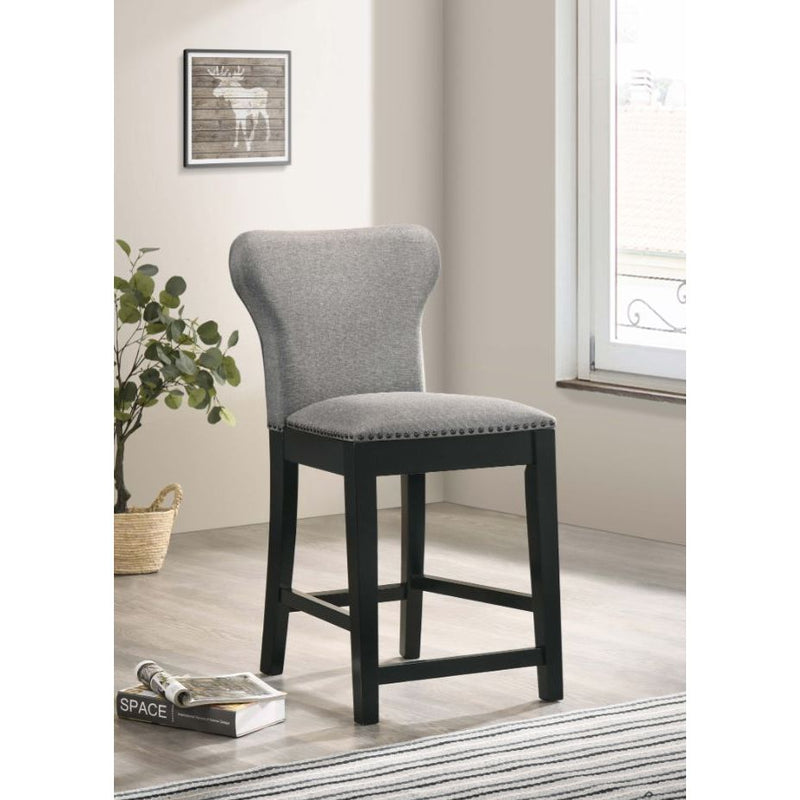Rolando Upholstered Solid Back Counter Height Stools With Nailhead Trim Grey And Black