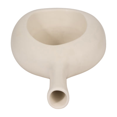 CER, 12" CURVED OPEN CUT OUT VASE, COTTON