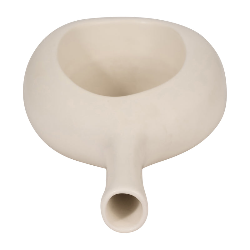 CER, 12" CURVED OPEN CUT OUT VASE, COTTON