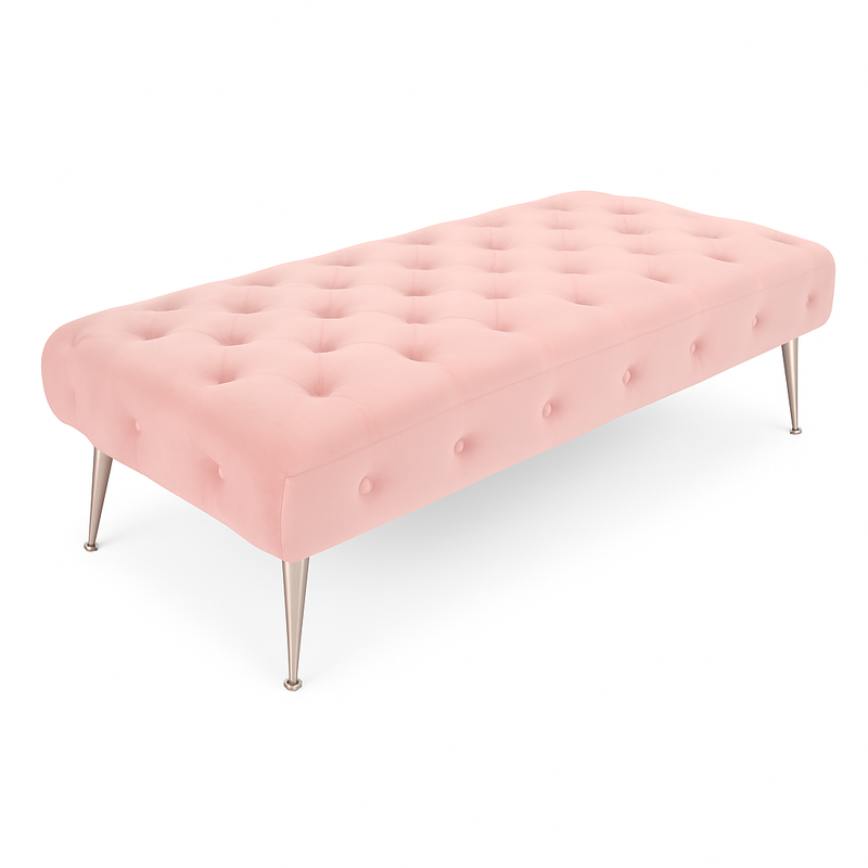Blush Pink Tufted Bench – Modern Elegance for Any Space