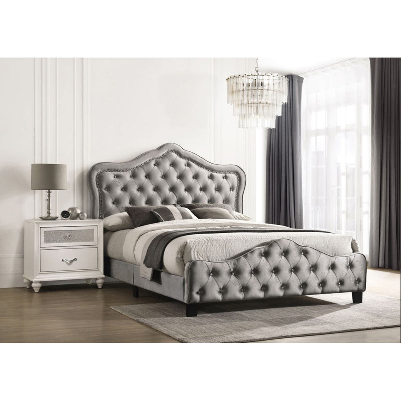 Bella Upholstered Tufted Panel Bed Grey - Cama Sola King