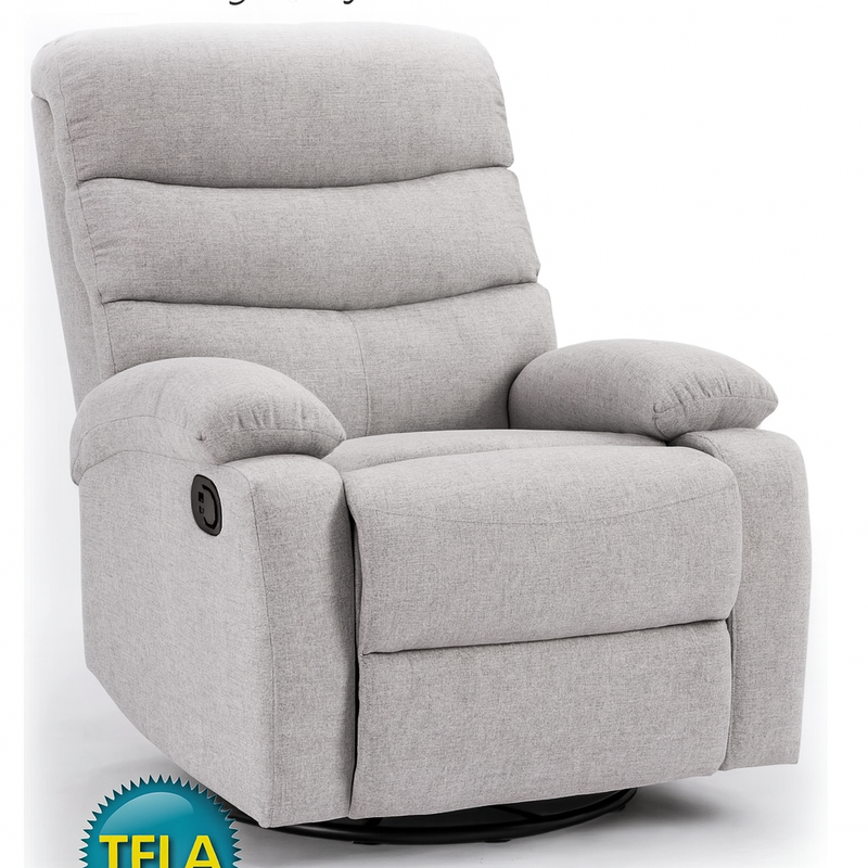 Light Gray Fabric Swivel Recliner