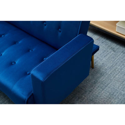 PureLife Modern Convertible Futon Sleeper with Mattress, Sturdy Metal Frame & Legs, Foldable Backrest Sofabed, Dark Blue