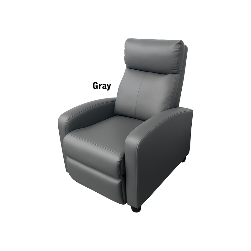 Modern Push-Back Recliner – Gray (PVC Upholstery)