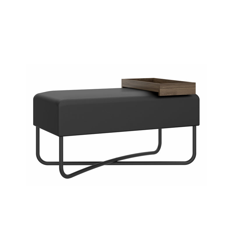 Connect Large Puff Stool - Dark Walnut/Black