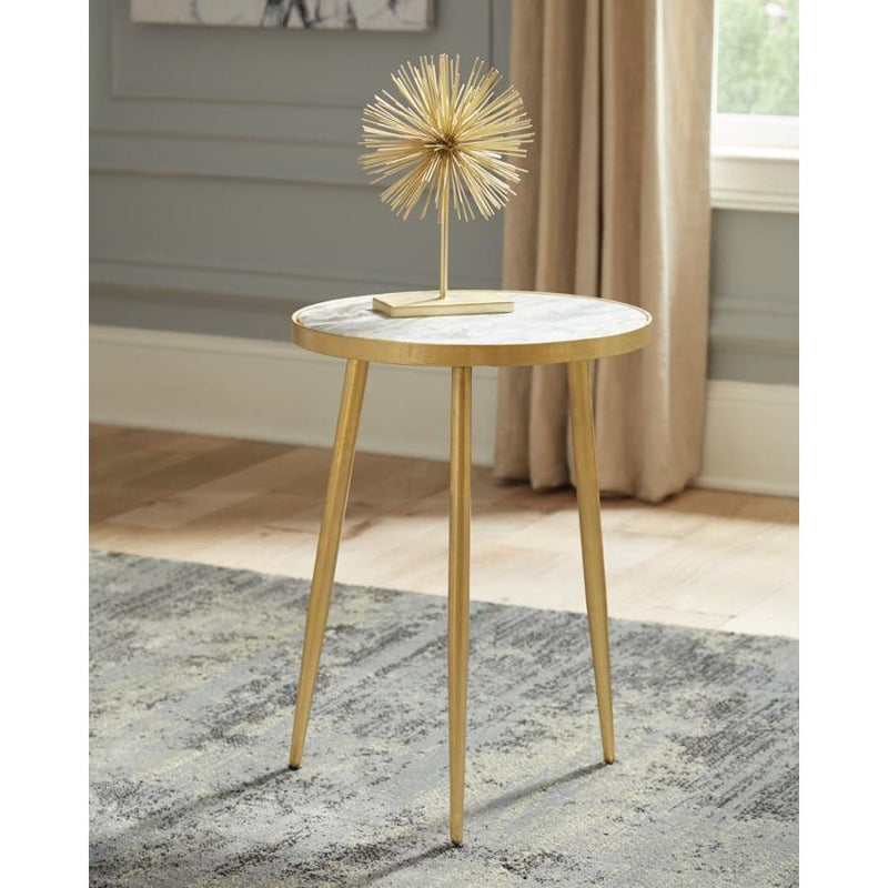 Acheson Round Accent Table White And Gold
