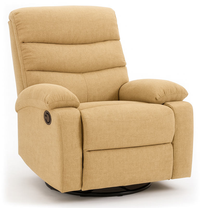 Light Beige Fabric Swivel Recliner