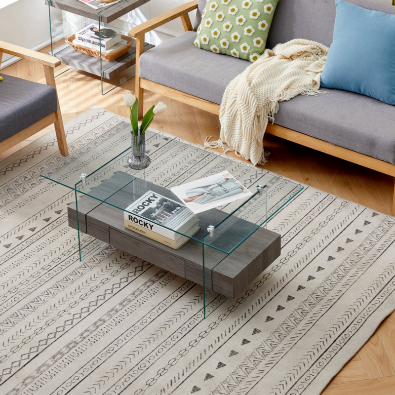 Dark Grey Coffee Table Glass