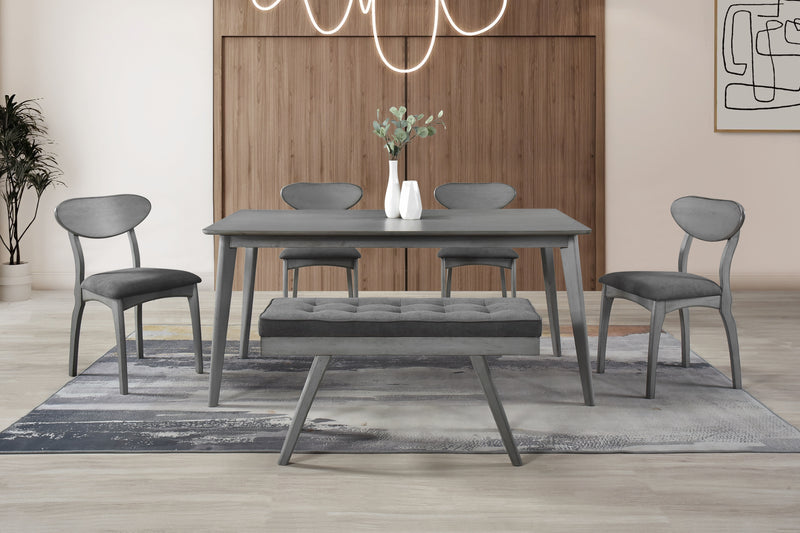 Fella 6-Piece Dining Set with Bench – Modern Gray
