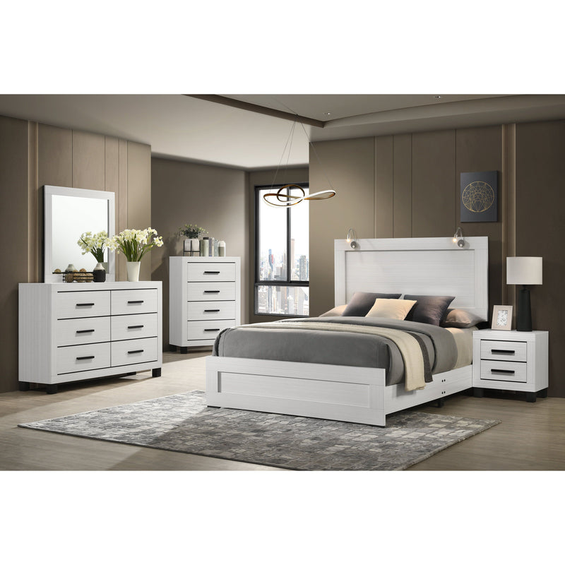Juego de Dormitorio Queen de 5 en Acabado Blanco Contemporáneo