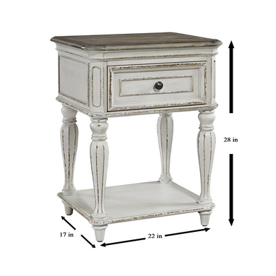 Antique White/Brown Nightstand