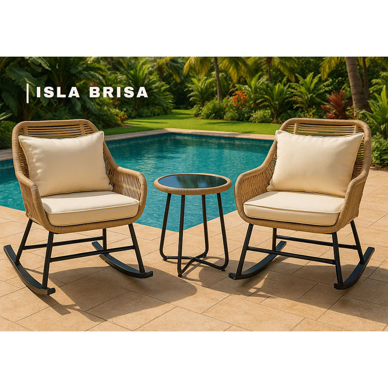 Isla Brisa – 3-Piece Outdoor Rocking Chair Set