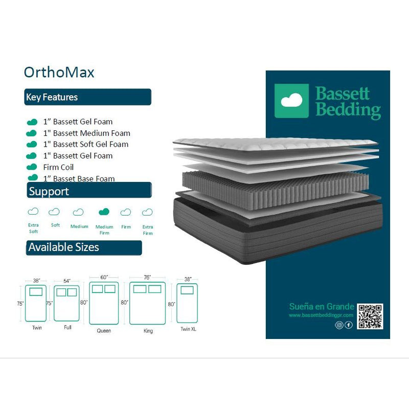 Bassett Bedding OrthoMax 9" Mattress – Medium Firm Support - Twin