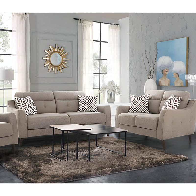 2-Piece Modern Sofa & Loveseat Set – Mid-Century Style with Accent Pillows