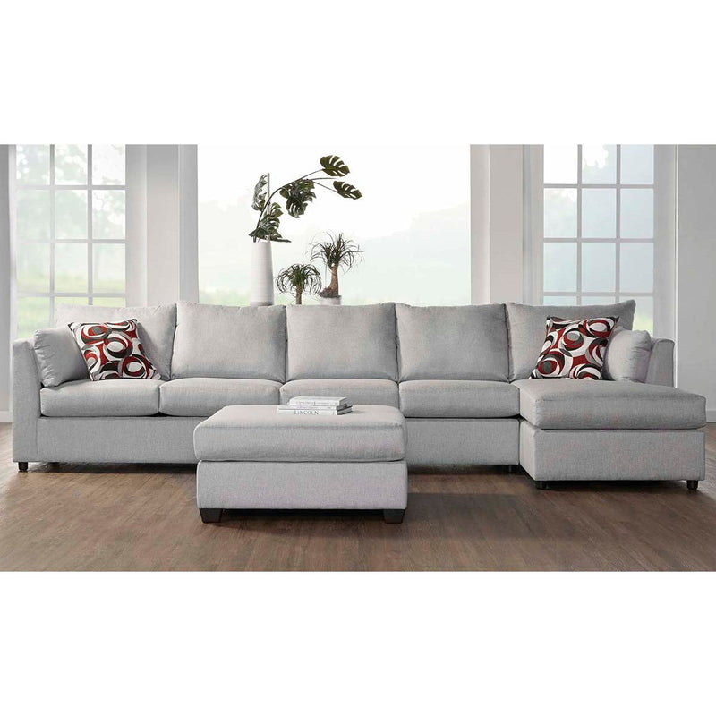 Modern Gray Sectional Sofa with Ottoman