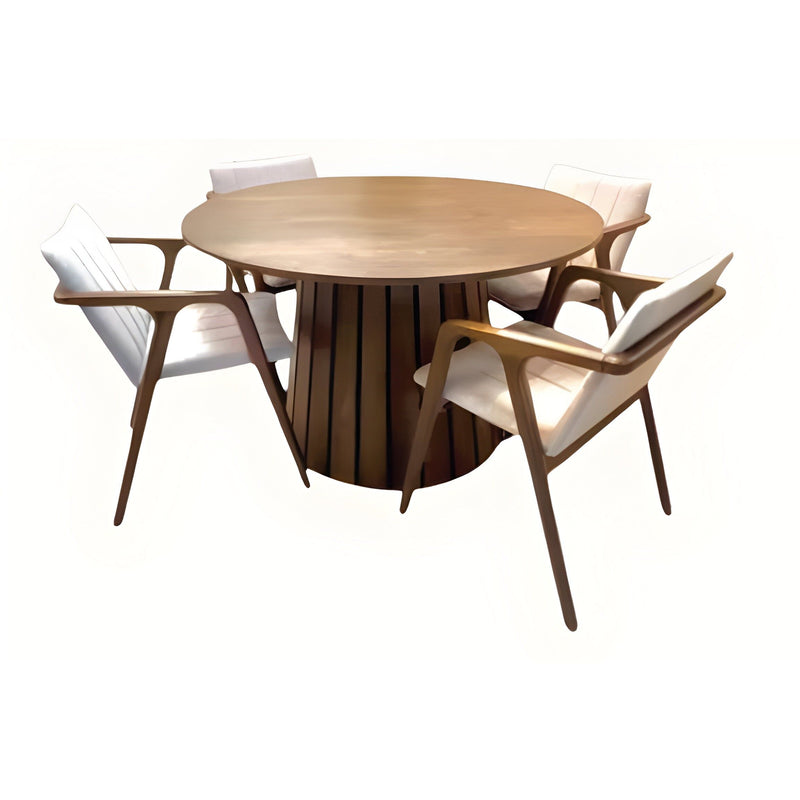 Modern 100% Solid Wood Round Dining Set