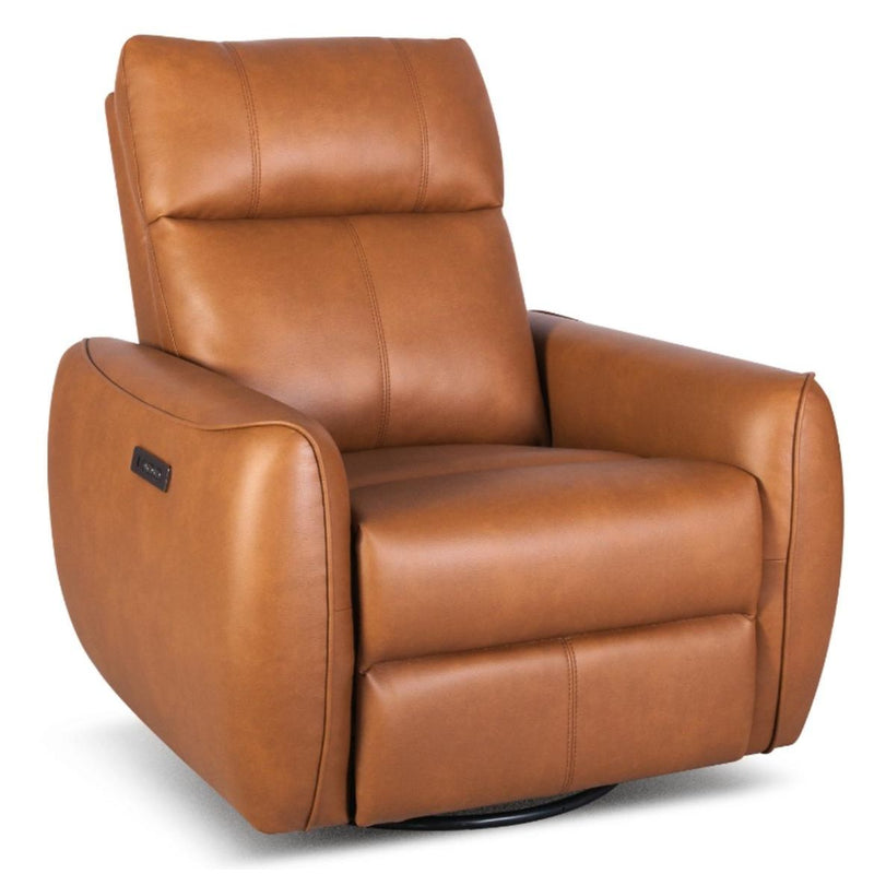 2-Power Swivel Recliner in Leather-Look Fabric