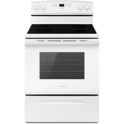 Amana 30 Inch Electric Range with 4 Radiant Heating Elements, 4.8 cu. ft. Capacity, Temp Assure Cooking System, Bake Assist Temps, Warm Hold, Oven Lockout, Extra-Large Window and Sabbath Mode: White