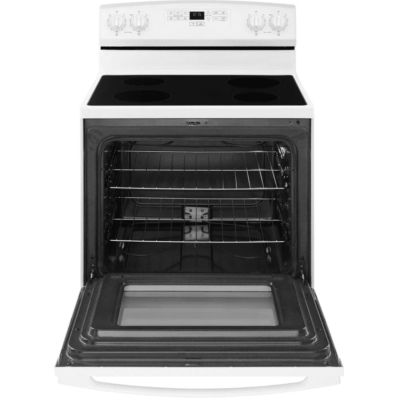 Amana 30 Inch Electric Range with 4 Radiant Heating Elements, 4.8 cu. ft. Capacity, Temp Assure Cooking System, Bake Assist Temps, Warm Hold, Oven Lockout, Extra-Large Window and Sabbath Mode: White