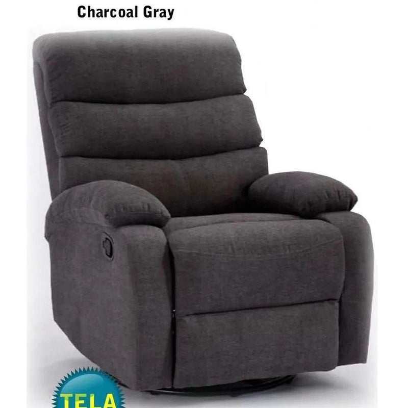 Charcoal Gray Fabric Swivel Recliner