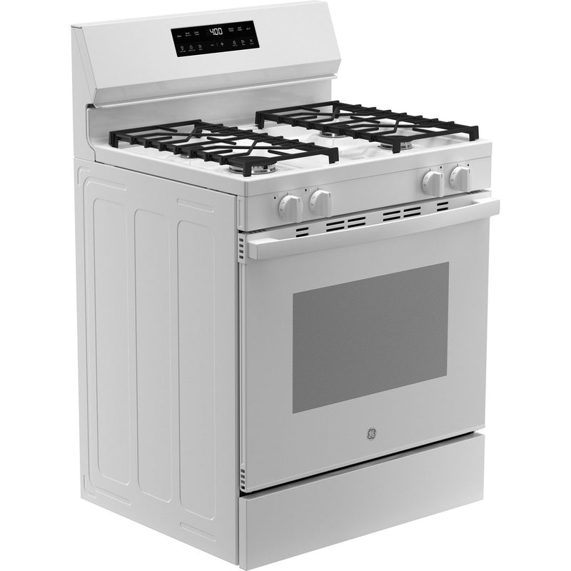 30” White Gas Range with Built-In WiFi, 4 Sealed Burners & 5.3 cu. ft. Oven – Self-Clean & Storage Drawer | GE Appliances