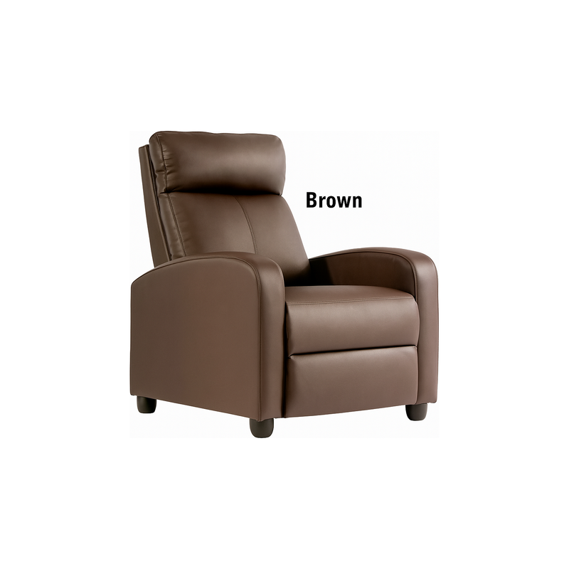 Modern Push-Back Recliner – Brown (PVC Upholstery)