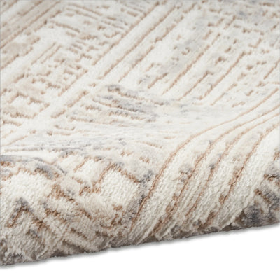 Calvin Klein Enchanting ECH05 Cream Grey Synthetic Fibers Modern Area Rug - 5 Ft x 7 Ft