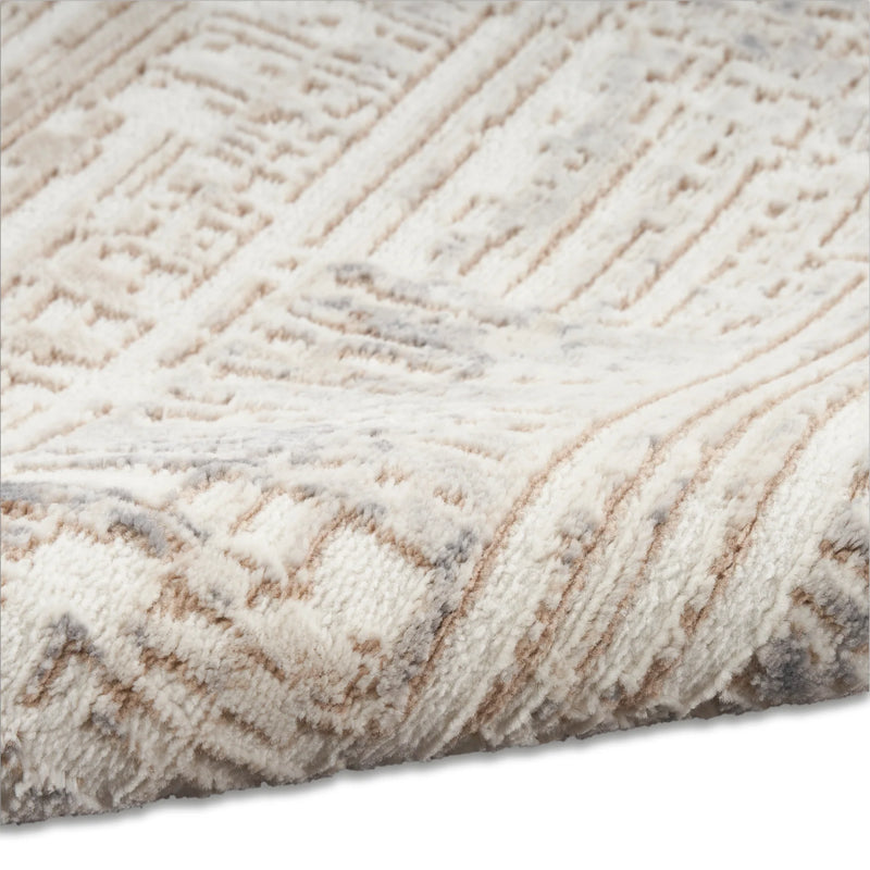 Calvin Klein Enchanting ECH05 Cream Grey Synthetic Fibers Modern Area Rug - 5 Ft x 7 Ft
