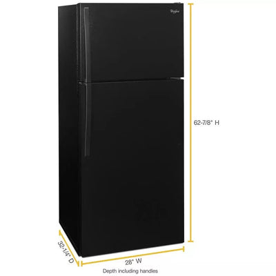 28 Inch Top Freezer Refrigerator with 14 cu. ft. Capacity, Adjustable Wire Shelves, Humidity-Controlled Crispers, Dairy Bin, Freezer Temperature Controls, Quiet Cooling, and ADA Compliant: Black