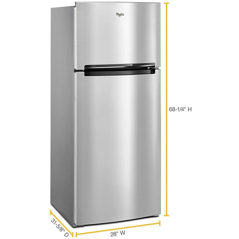 Whirlpool 28” Top Freezer Refrigerator – 18 Cu. Ft. Stainless Steel