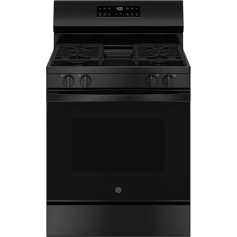 30” Black Gas Range with Built-In WiFi, 4 Sealed Burners & 5.3 cu. ft. Oven – Self-Clean & Storage Drawer | GE Appliances