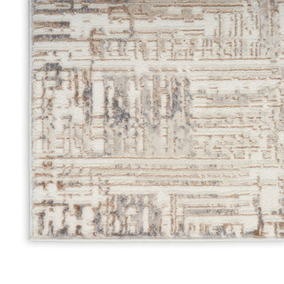 Calvin Klein Enchanting ECH05 Cream Grey Synthetic Fibers Modern Area Rug - 5 Ft x 7 Ft