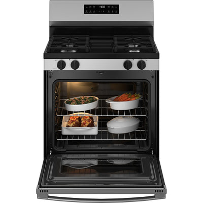 30” Stainless Steel Gas Range with Built-In WiFi, 4 Sealed Burners & 5.3 cu. ft. Oven – Self-Clean & Storage Drawer | GE Appliances