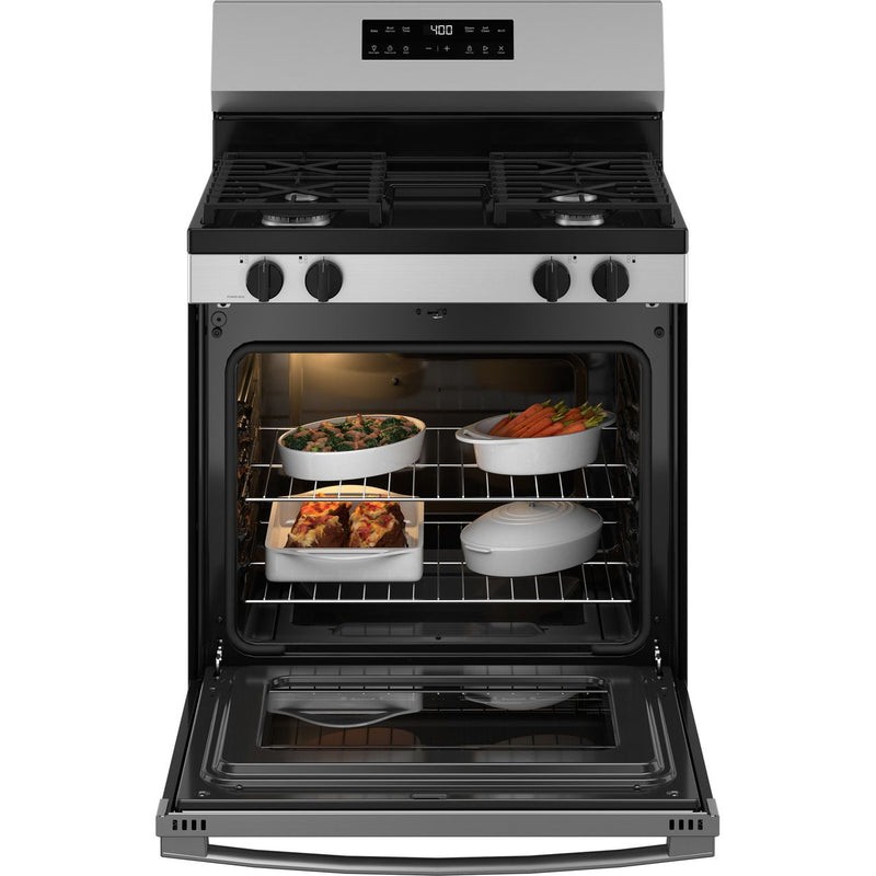 30” Stainless Steel Gas Range with Built-In WiFi, 4 Sealed Burners & 5.3 cu. ft. Oven – Self-Clean & Storage Drawer | GE Appliances