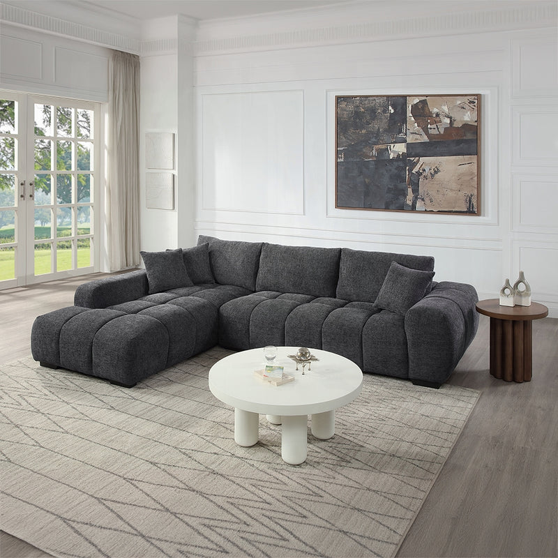 Modern Charcoal Gray Modular Sectional Sofa – Plush Comfort & Contemporary Design