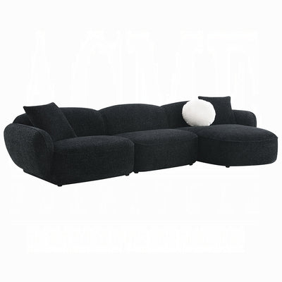 Modern Black & White Shimmer Chenille Sectional Sofa