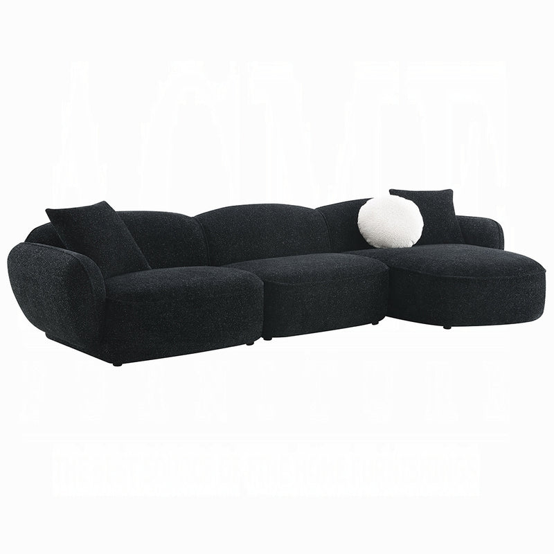 Modern Black & White Shimmer Chenille Sectional Sofa