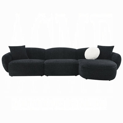 Modern Black & White Shimmer Chenille Sectional Sofa