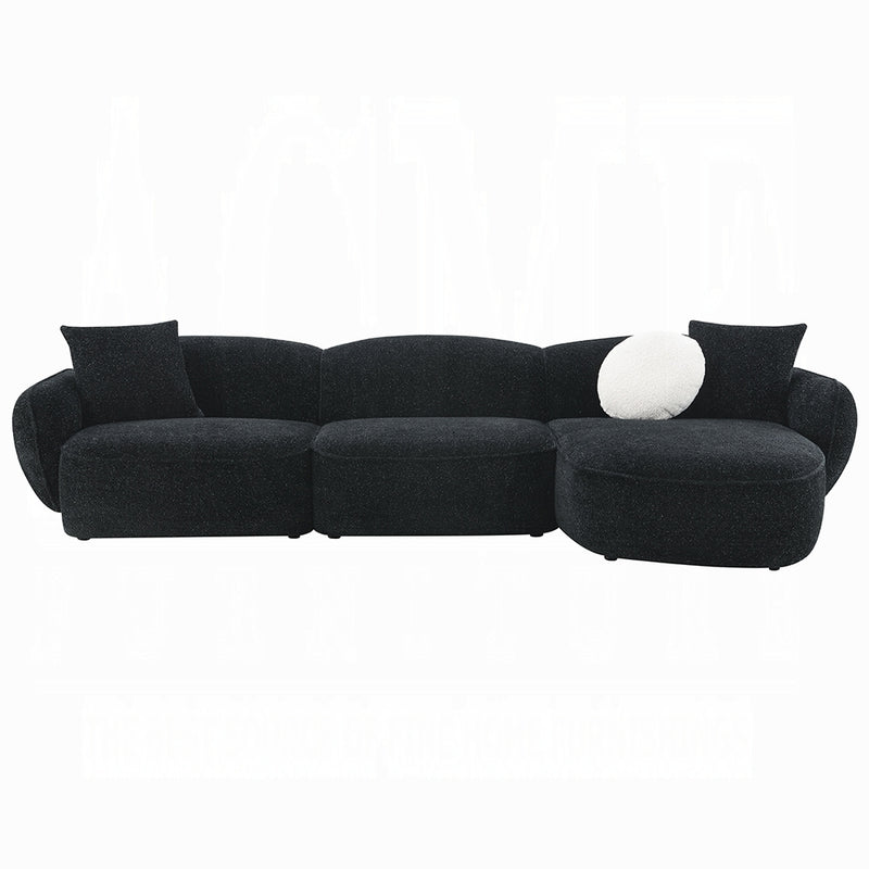Modern Black & White Shimmer Chenille Sectional Sofa