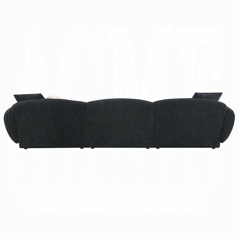 Modern Black & White Shimmer Chenille Sectional Sofa