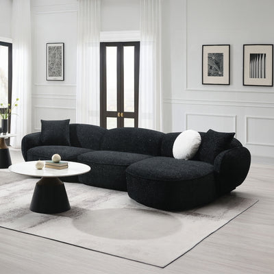 Modern Black & White Shimmer Chenille Sectional Sofa